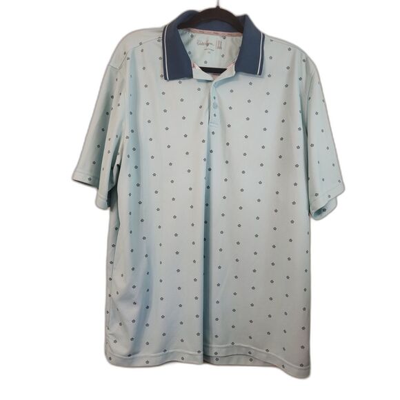 Walter Hagan Men Short Sleeve Golf Polo Size XL Blue 11 Majors Turtle Print - Picture 1 of 8